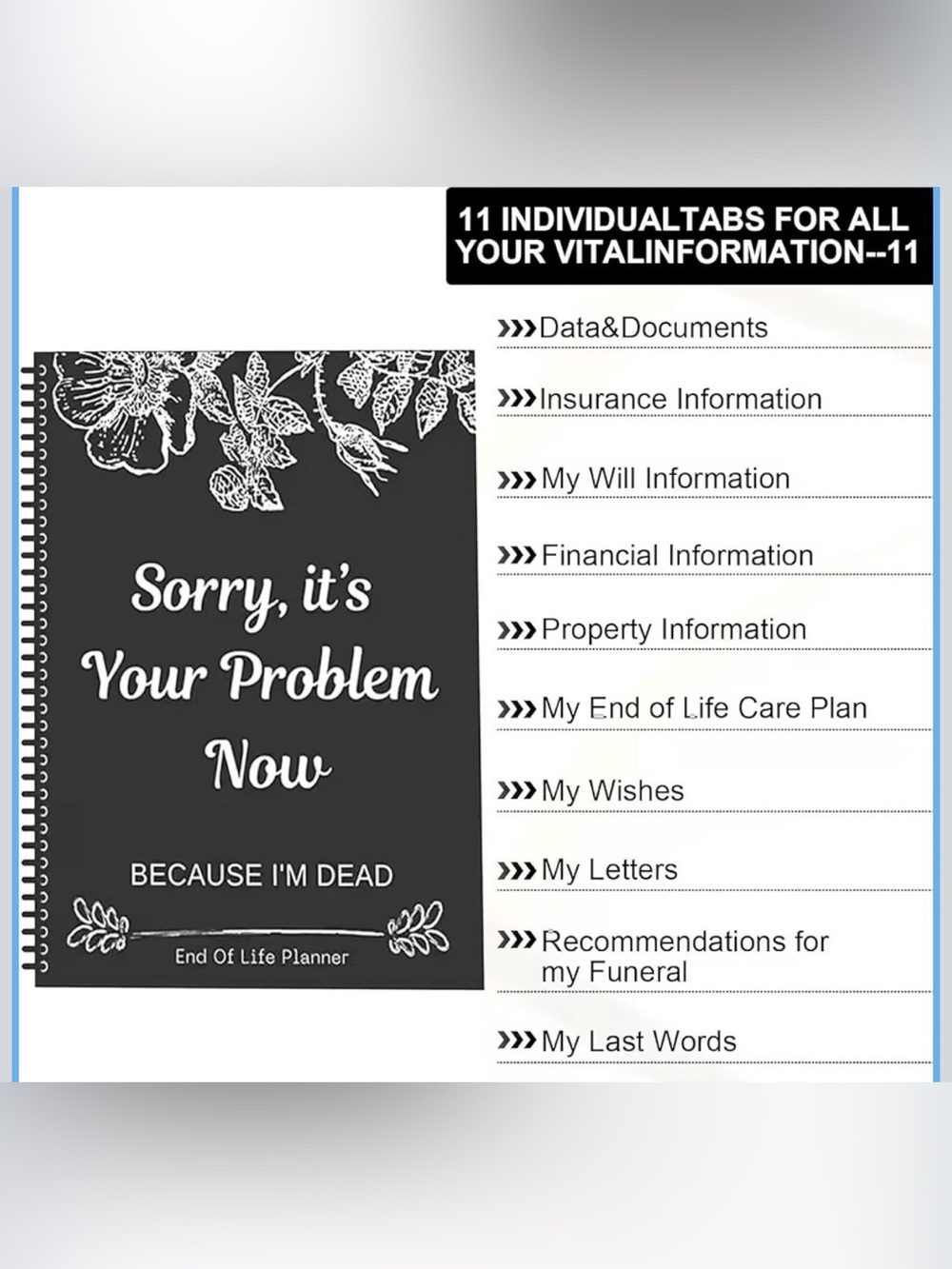 End of Life Planner — Black and White Hardcover Journal - Picture 2 of 11